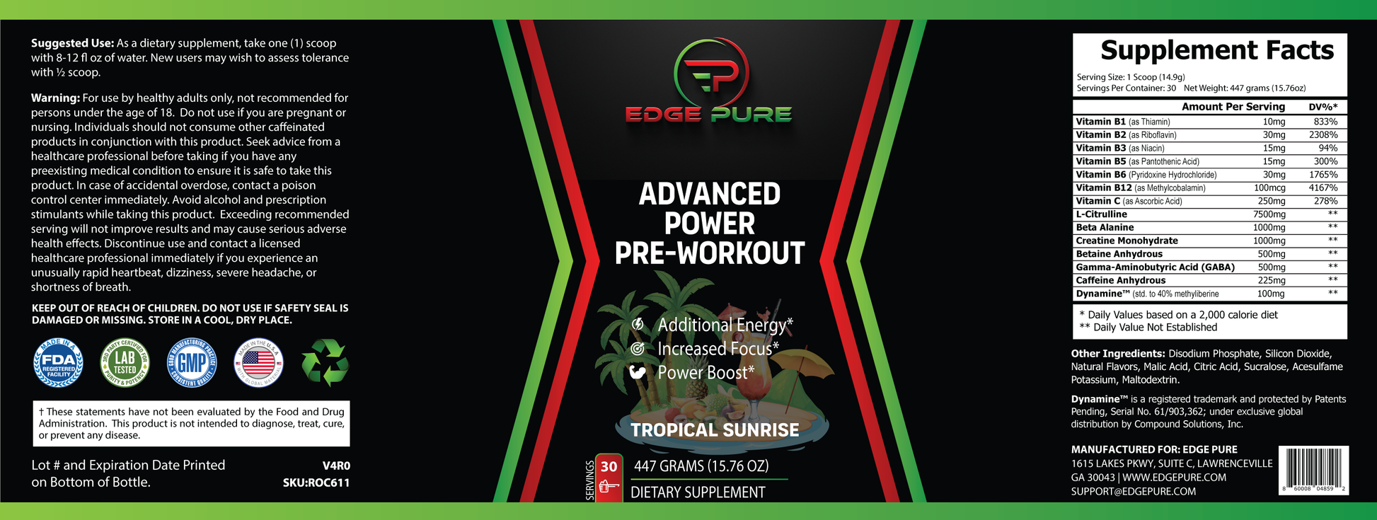 Advanced Power Pre-Workout Tropical Sunrise Edge Pure