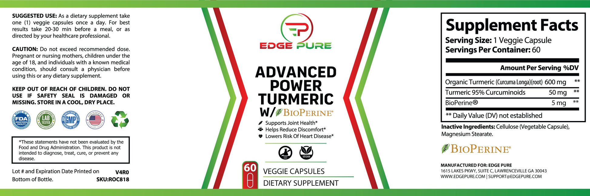 Advanced Power Turmeric w/Bioperine Edge Pure